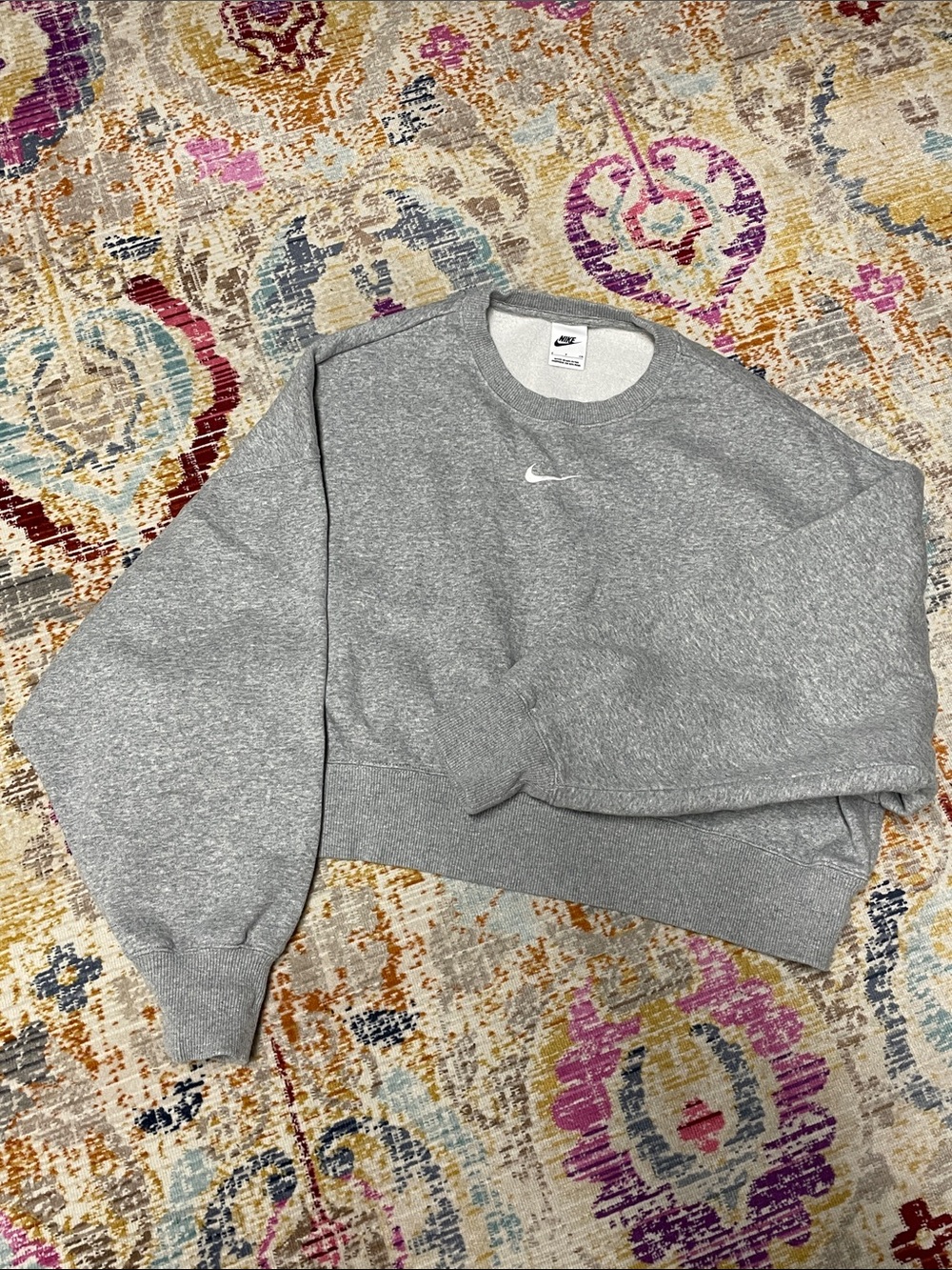 Nike womens grey cropped sweatshirt SM